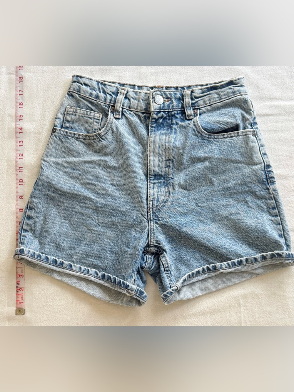 Zara Light Blue High-Rise Denim Shorts